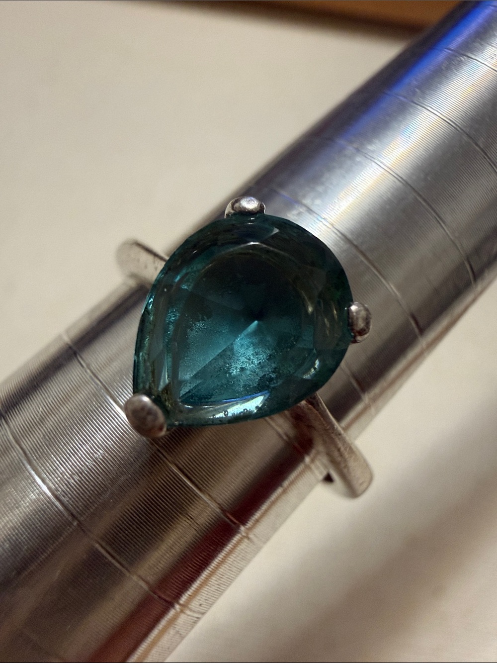 Sterling Silver 925 Teardrop Blue Gemstone size 8.25